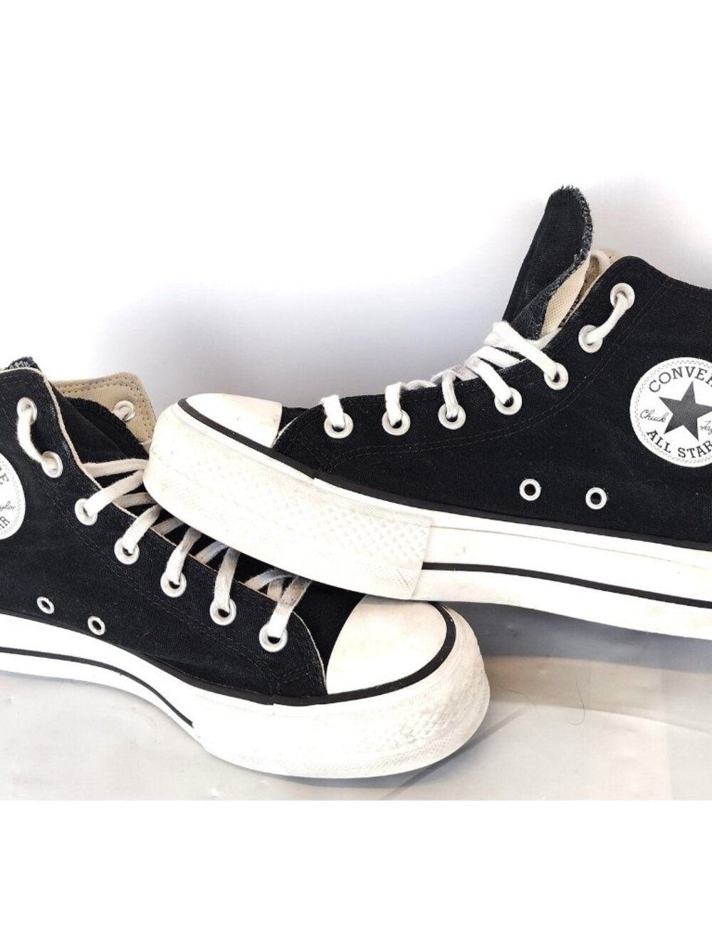 Converse All Star Lift High Black/White Platform Shoes Women's Size 8 EUR 39